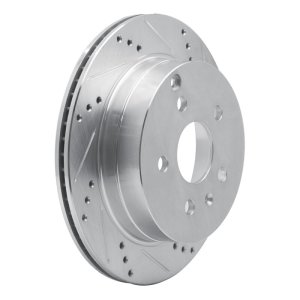 Chevrolet Equinox Brake Rotor (1) - Rear Right - R1 Concepts - Drilled & Slotted - Silver - `10-`17